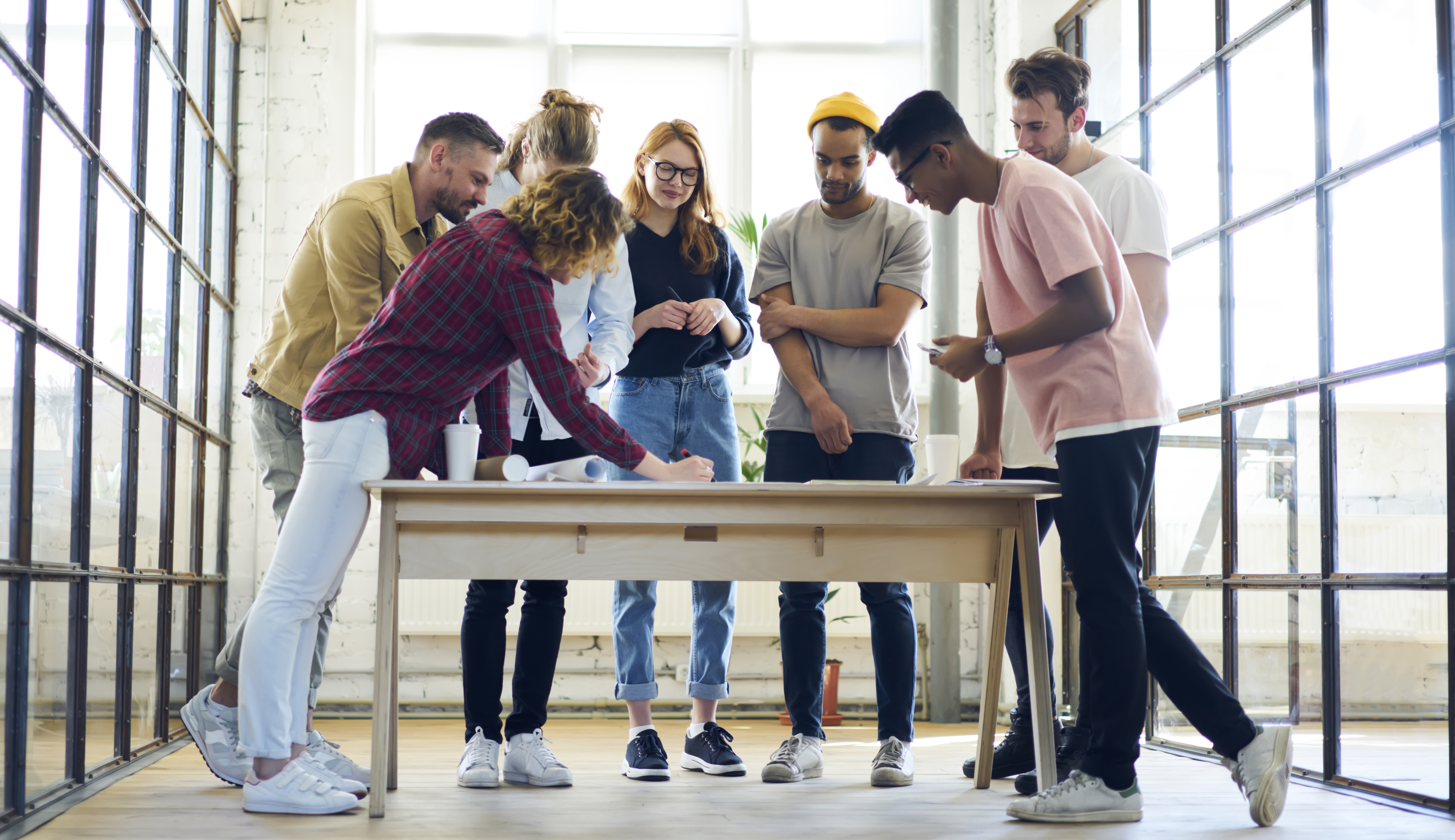 diverse students working together